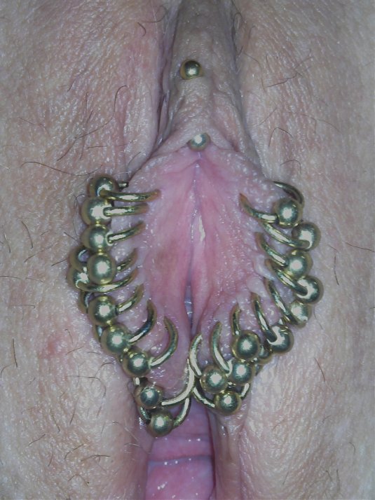 Множественный пирсинг половых губ