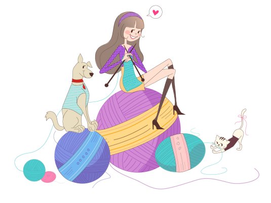 Девушка вяжет