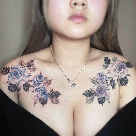 Тату на ключицах для девушек