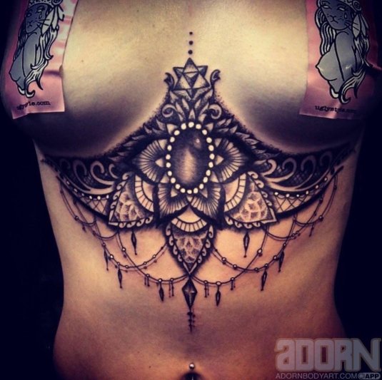 Тату под грудью женские