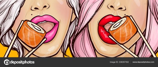 Девушка ест роллы