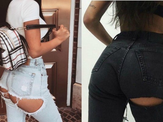 Рваные джинсы на попе