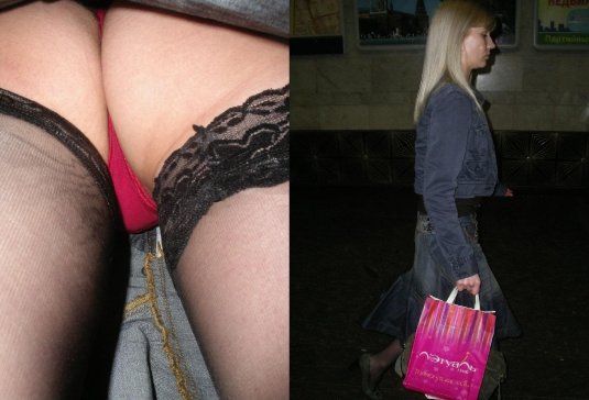 Под юбкой в метро