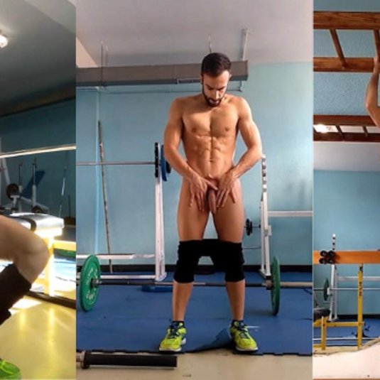 Голышом в спортзале