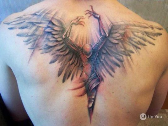 Тату ангела на спину