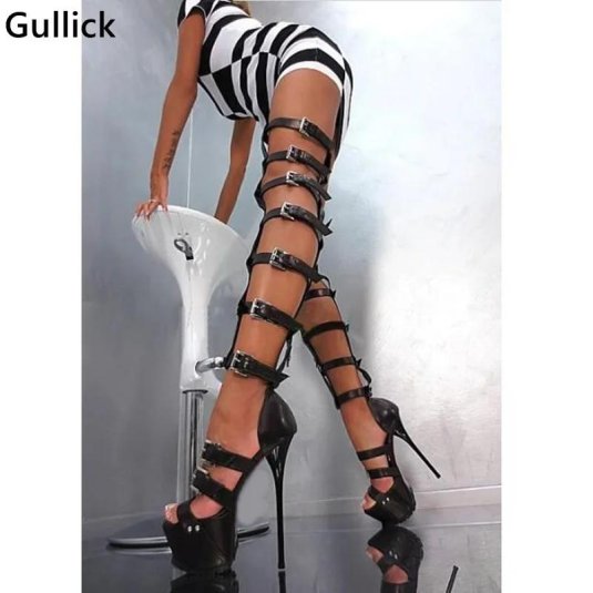 Сандалии гладиаторы на высокой платформе женские