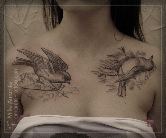 Эскиз тату на ключице