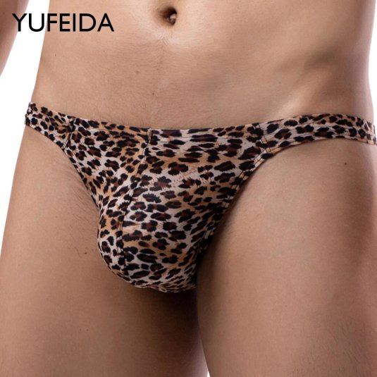 Мужские стринги с леопардовым принтом