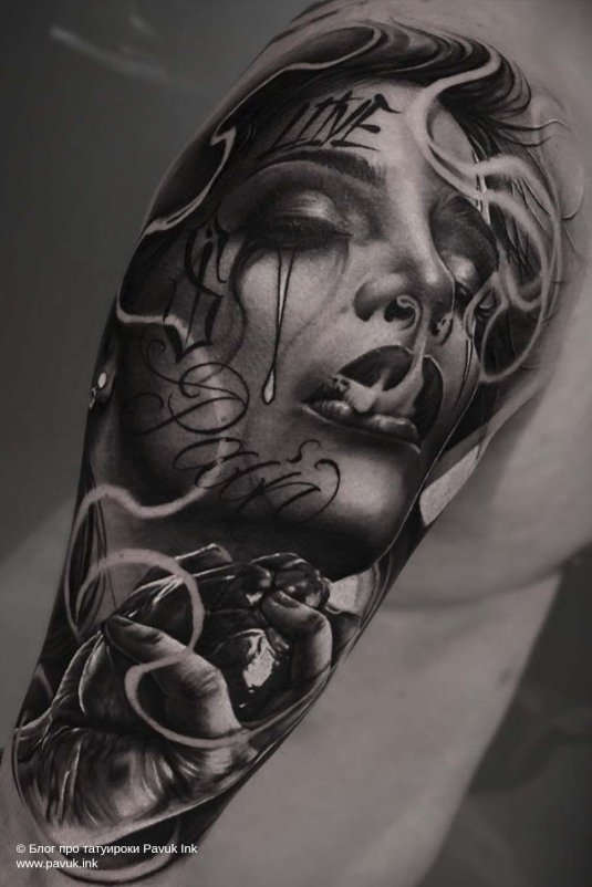 Тату в стиле чикано