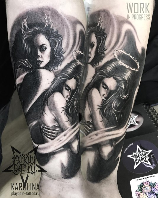 Тату девушка ангел