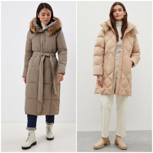 Бежевый пуховик