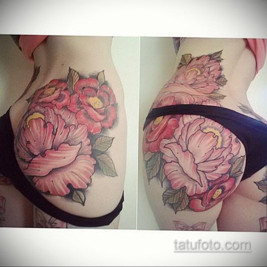 Тату с пионами