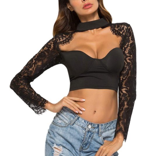 Кружевной топ с длинными рукавами
