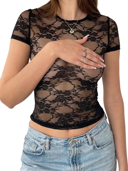 Сетчатая футболка женская прозрачная