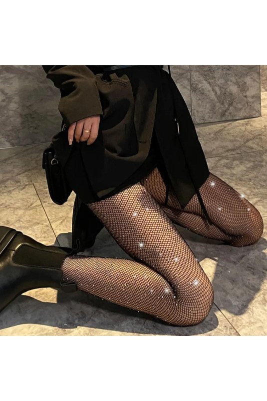 Колготки в сетку со стразами