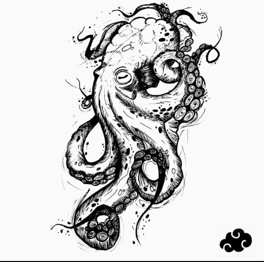 Осьминог тату эскиз