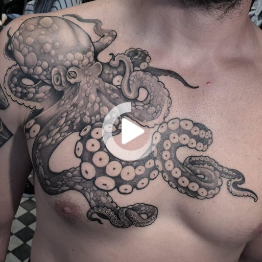 Осьминог эскиз тату