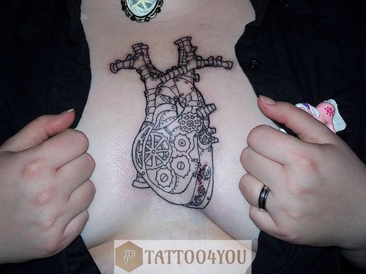 Тату механическое сердце