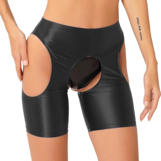 Женские гладкие шорты с открытой промежностью