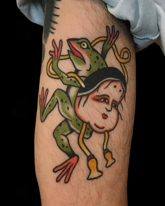 Тату лягушка в японском стиле