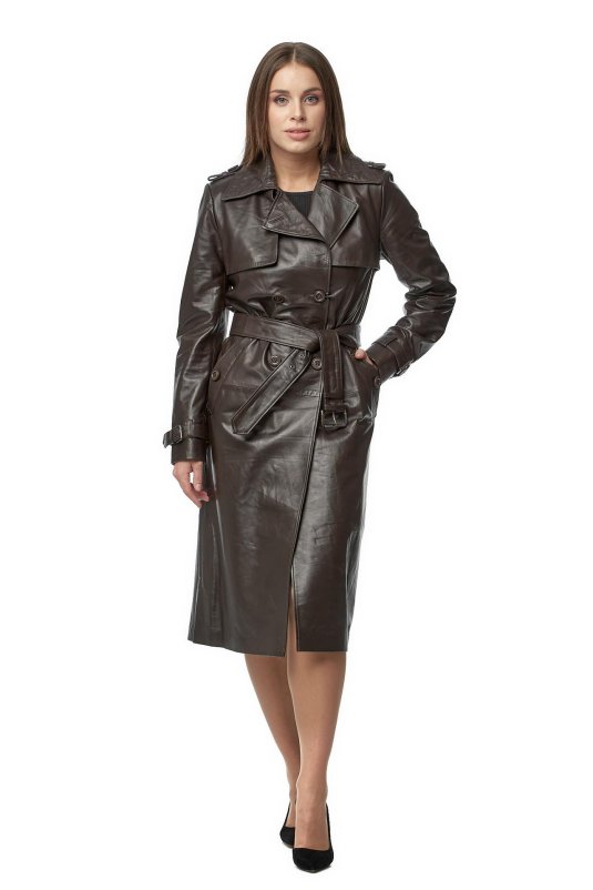 Женский кожаный плащ