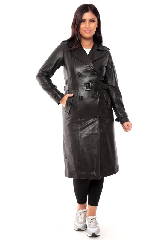 Женский кожаный плащ