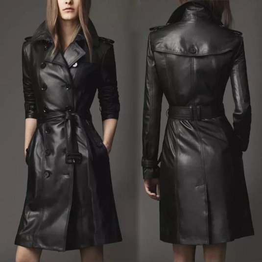 Trench coat черный плащ кожаный