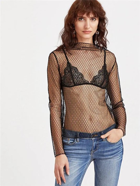 Прозрачная блузка в сетку