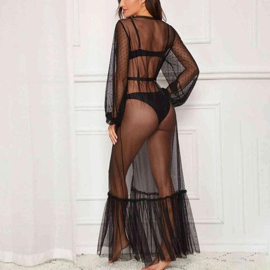 Прозрачный длинный пеньюар