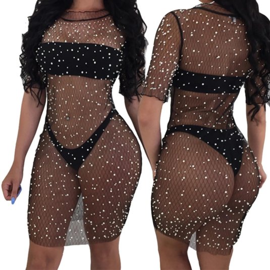 Платье сетка со стразами