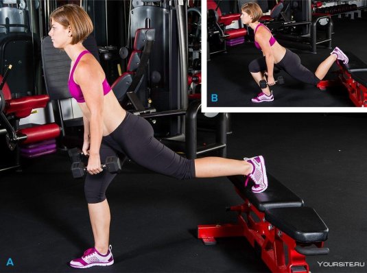 Болгарский сплит присед с гантелями
