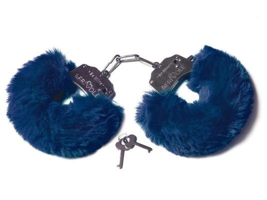 Наручники с пушистым мехом синие