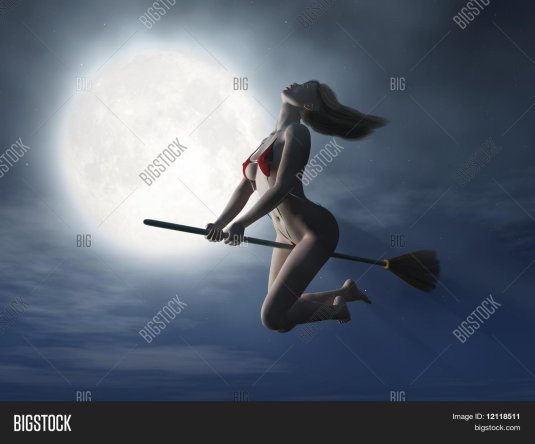 Голая ведьма на метле