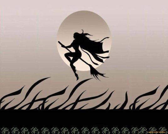 Ведьма на метле силуэт