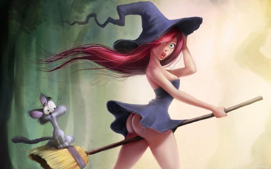 Ведьма с метлой