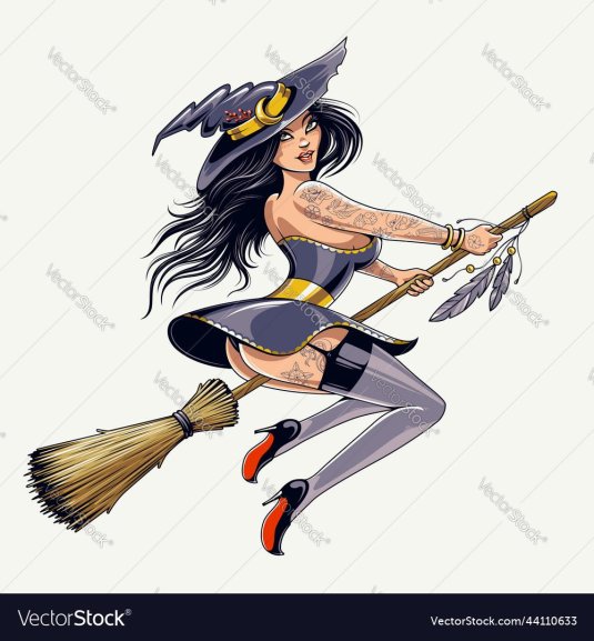 Ведьма на метле вектор