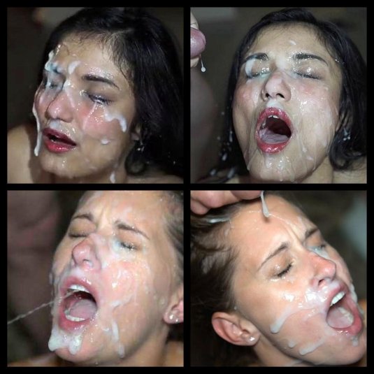 Лица девушек до и после буккаке