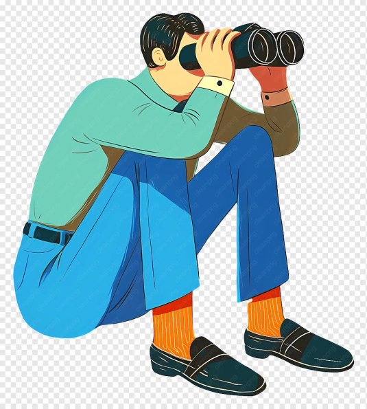 Человек смотрит в бинокль