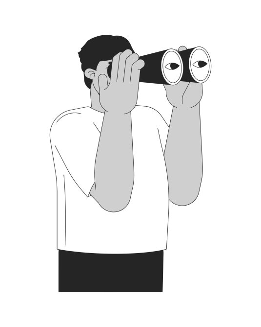 Мужчина смотрит в бинокль