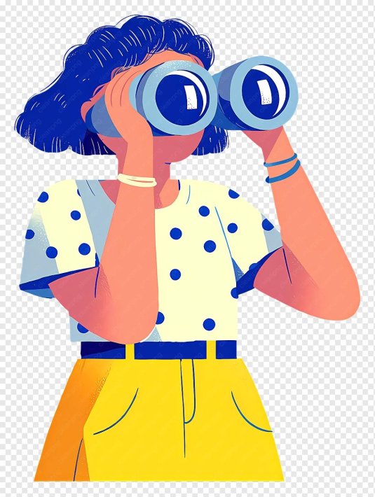 Девушка смотрит в бинокль