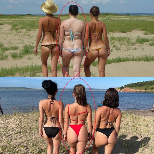 Попка на пляже