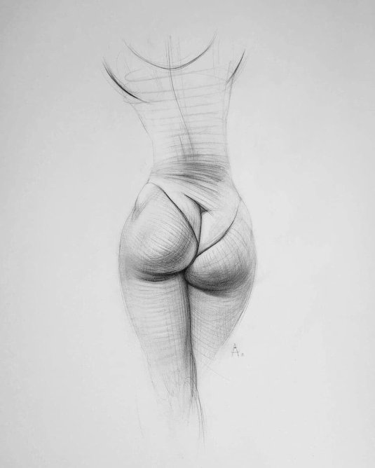 Женские попки рисованные